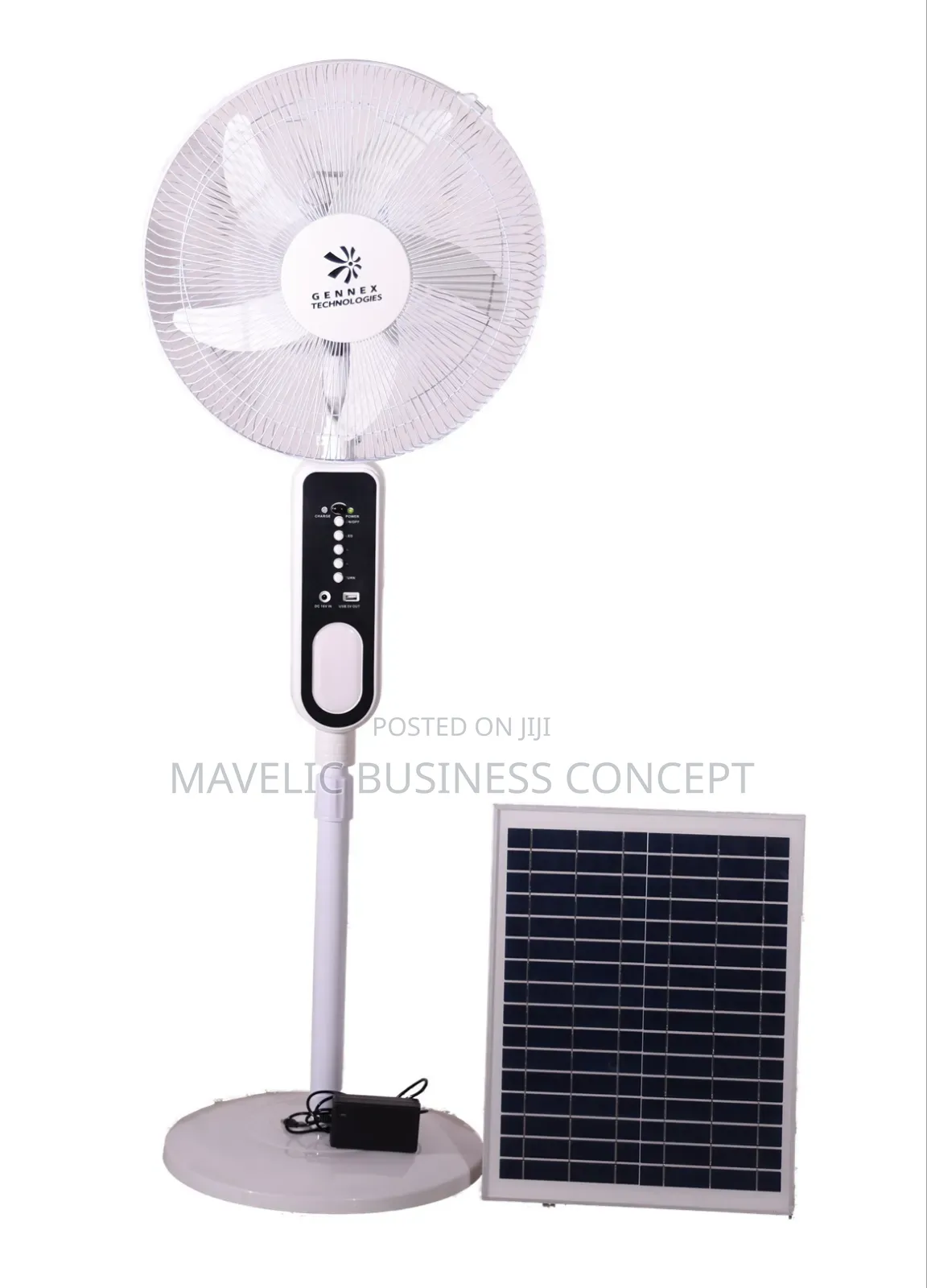 Power Deluxe Rechargeable Fan With Solar Panel and Two Bulbs