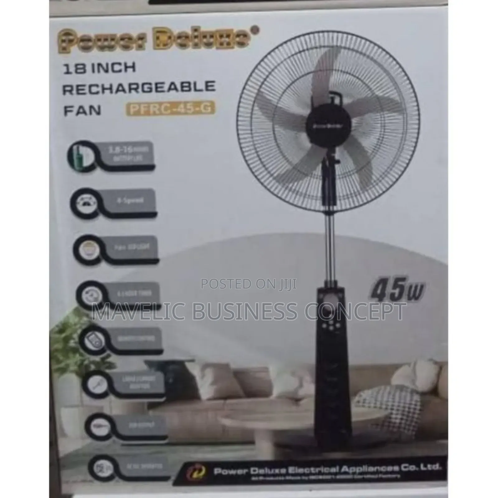 Power Deluxe Rechargeable Fan