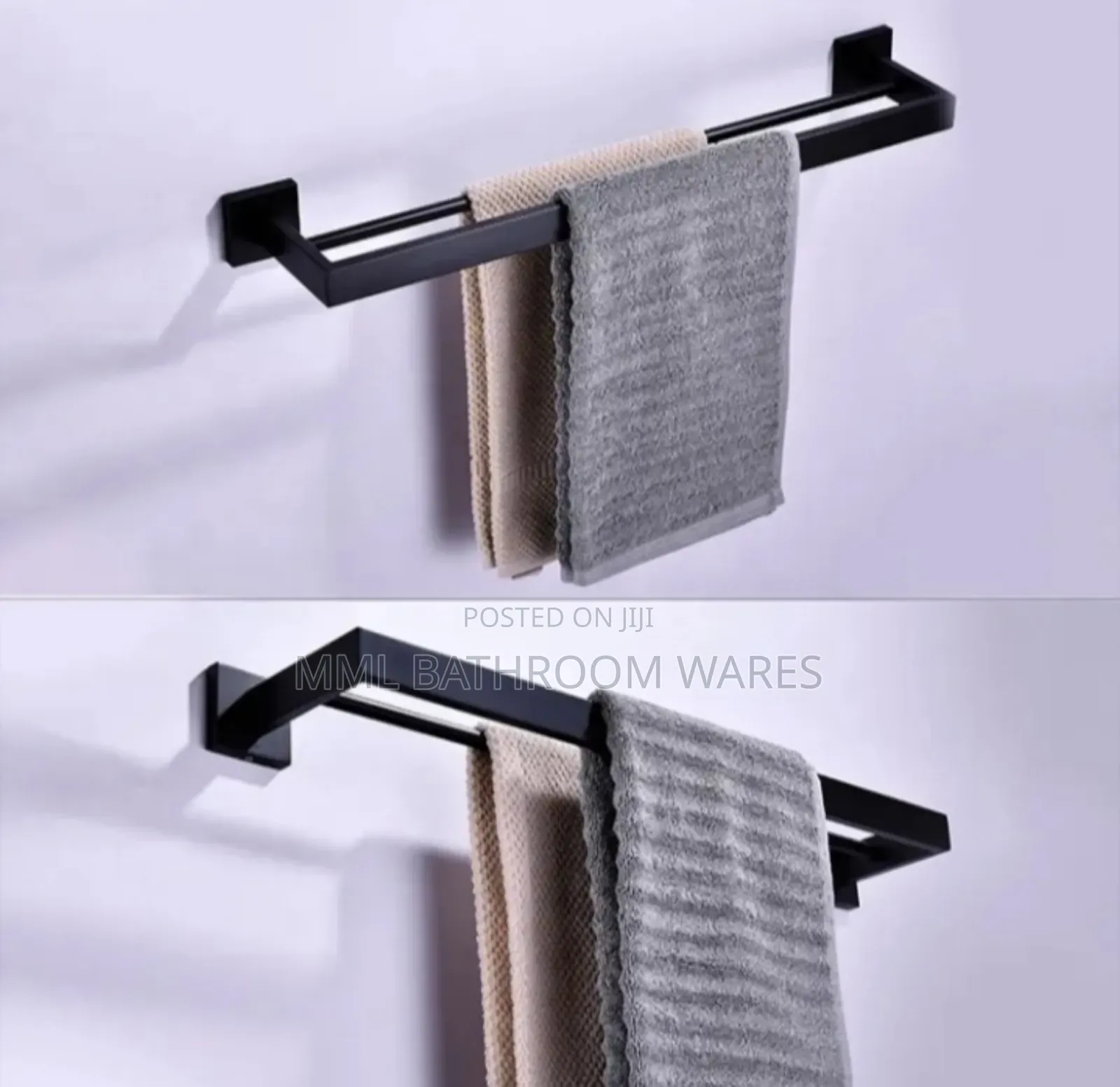 60cm Matte Black Double Towel Rack