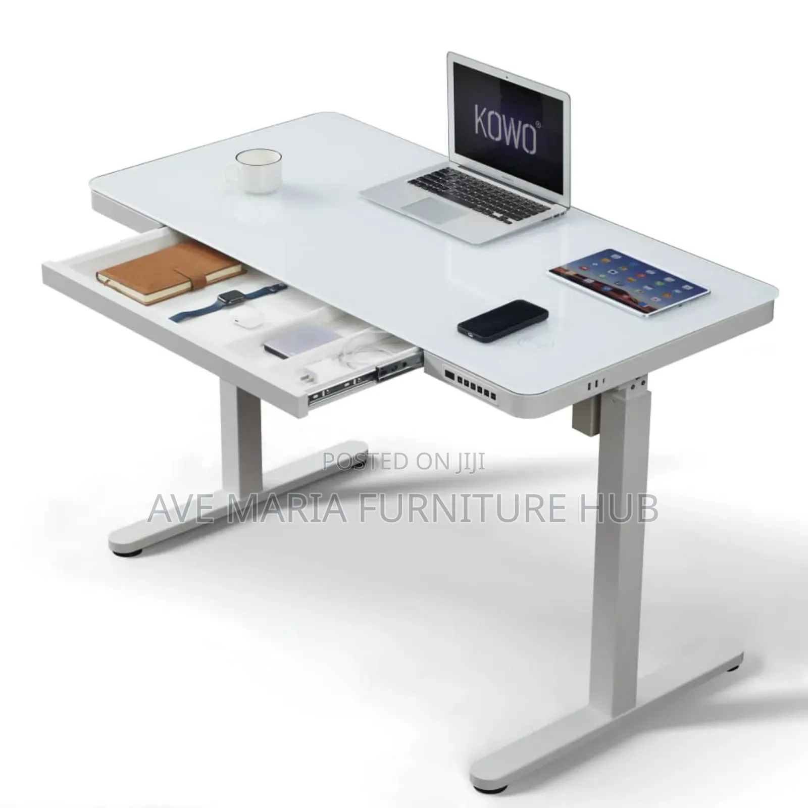 Electric Adjustable Height Desk Glass Top.