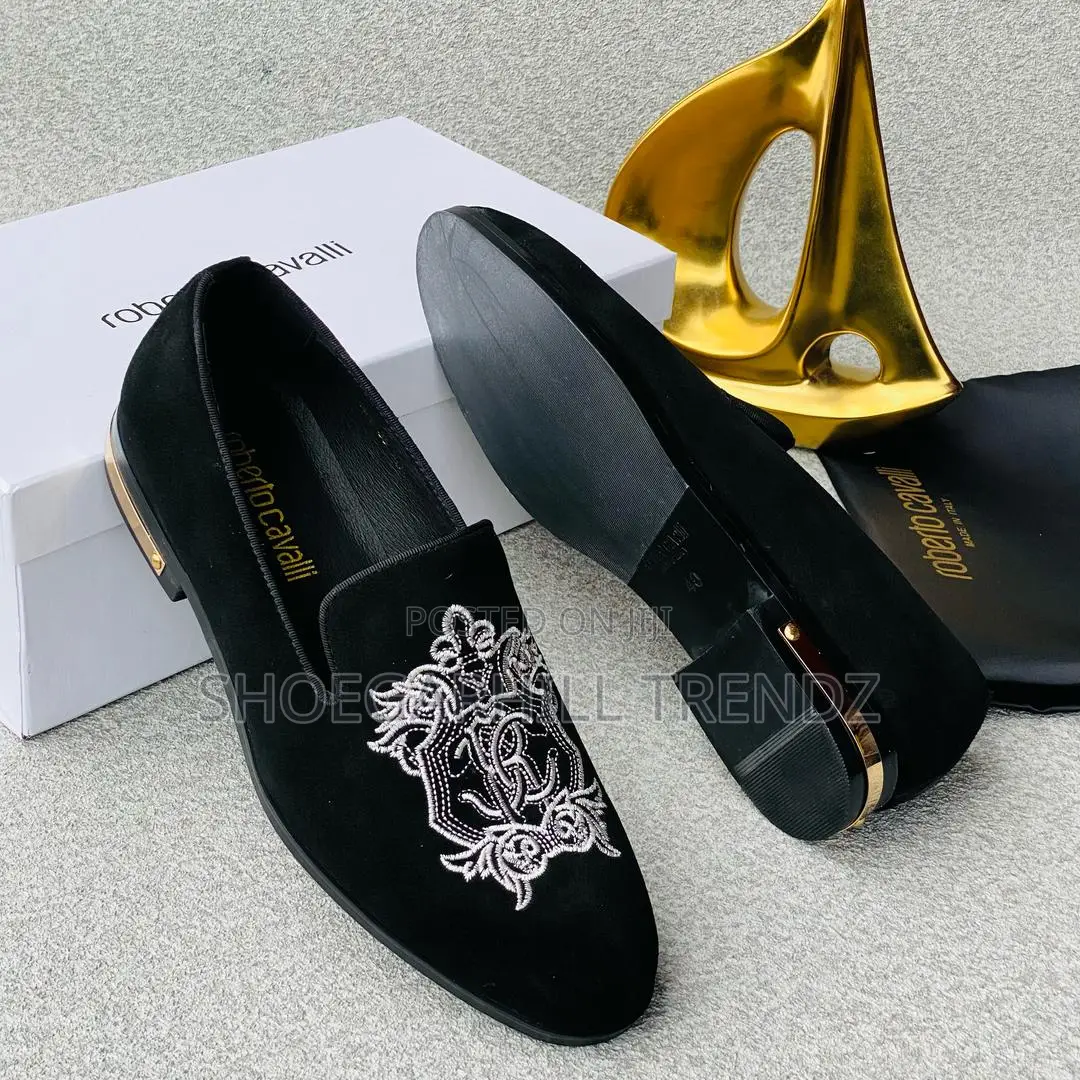 Suede Loafer Shoes With Embroidery