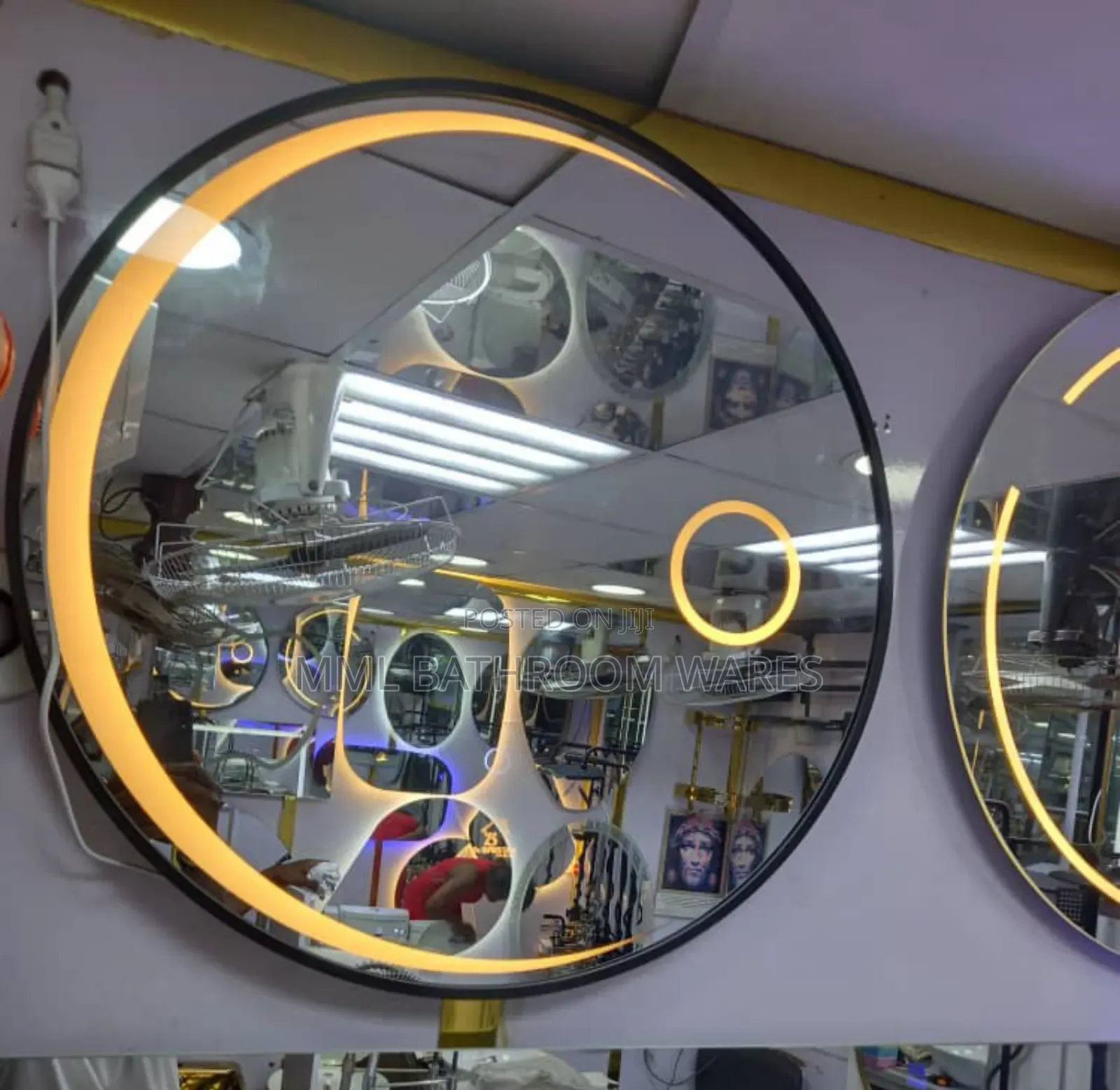 Framed Round Mirrors With 3 Color Light Options Size: 70cm