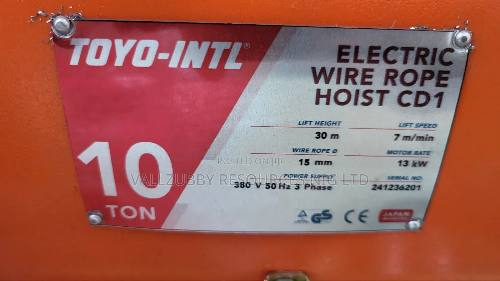 Wire Hoist Electric 10ton