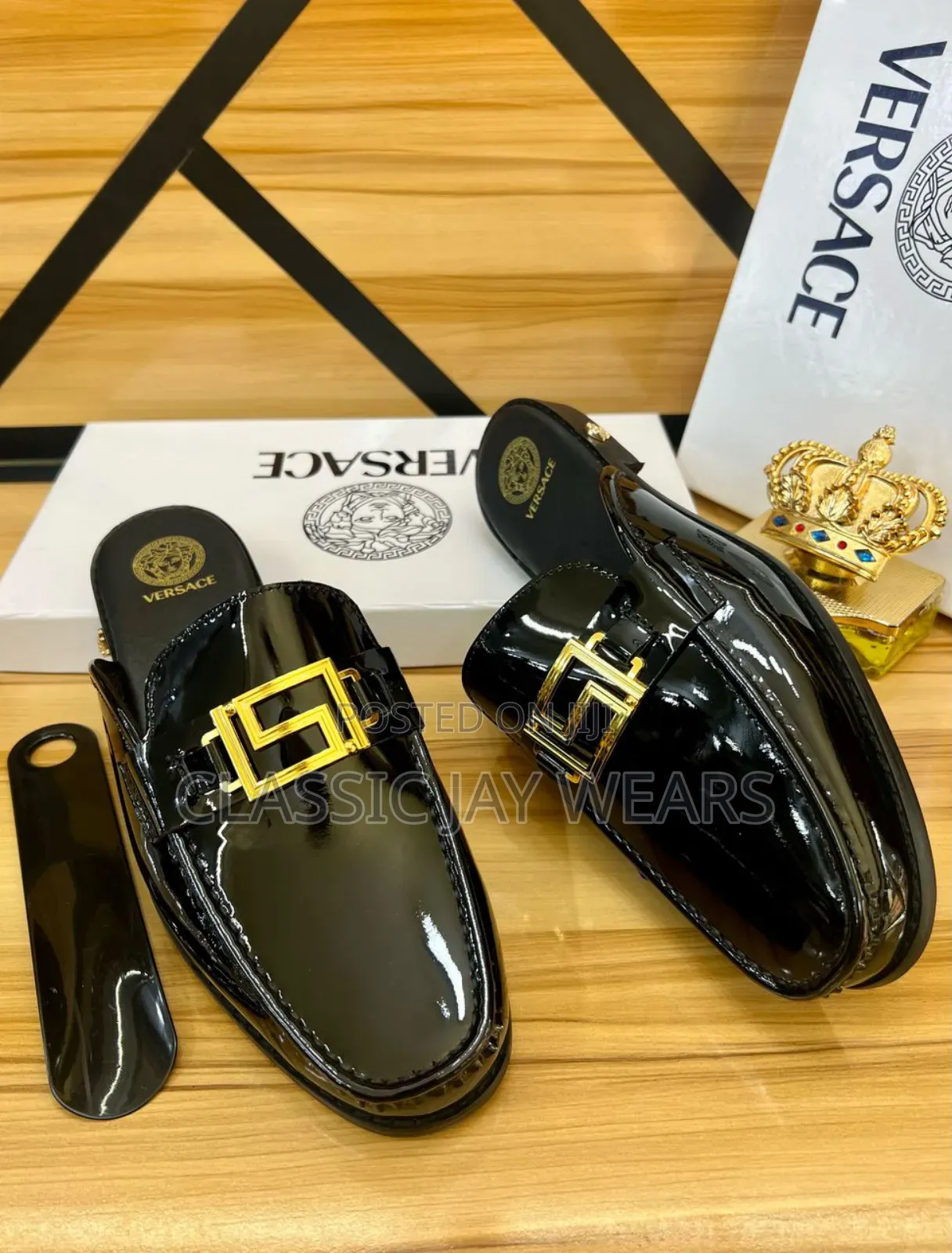 Versace Shining Black Half Shoe Available in Sizes