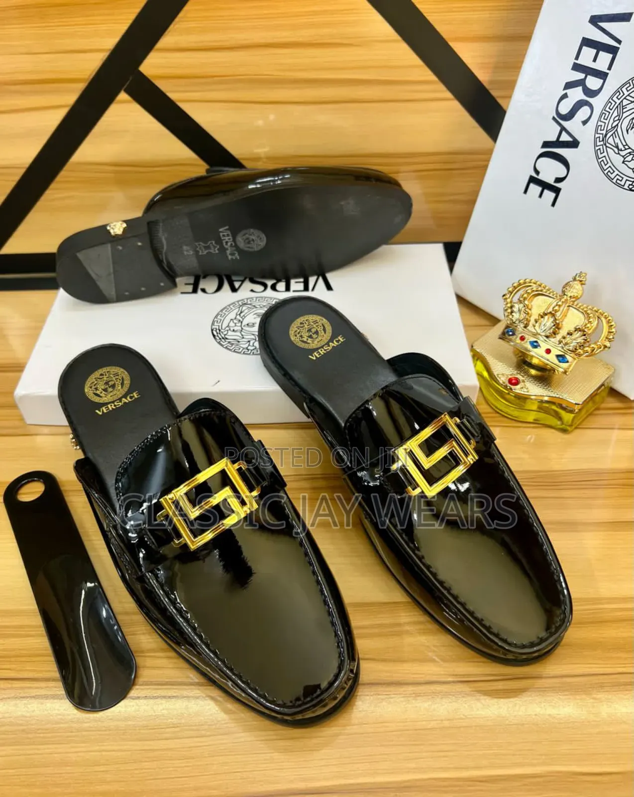 Versace Shining Black Half Shoe Available in Sizes