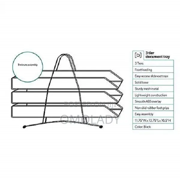 Metal Mesh 3 Tier Document Tray, File Tray
