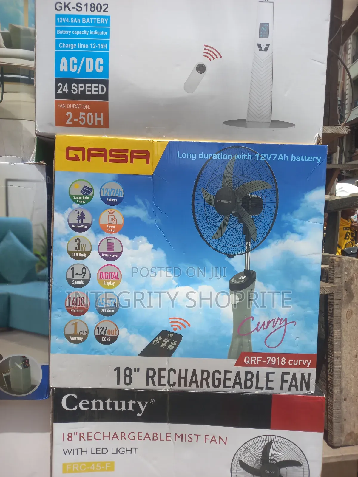 Qasa 18 Inches Rechargeable Fan