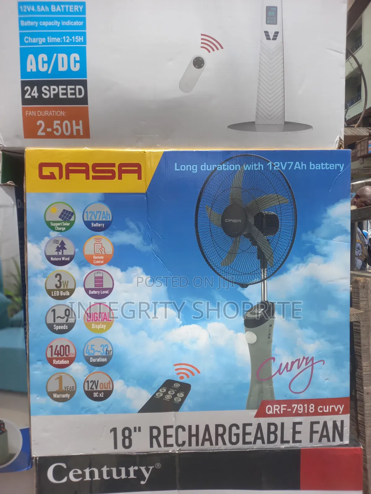 Qasa 18 Inches Rechargeable Fan