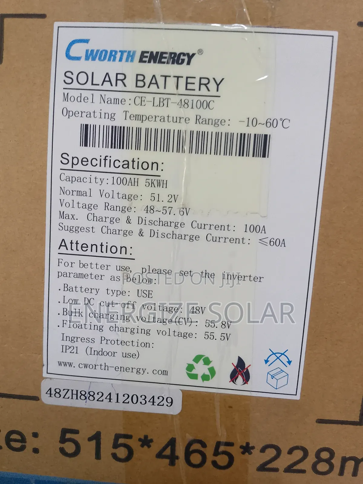 5kwh 51.2v Cworth Lithium Ion Battery