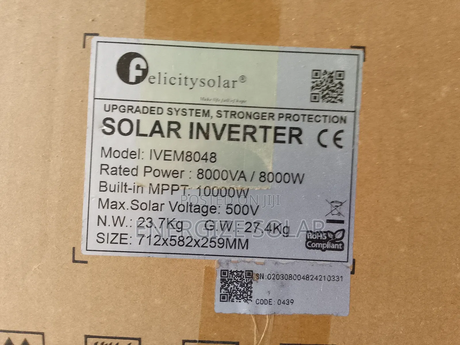 8kva 48v Ivem Felicity Hybrid Inverter