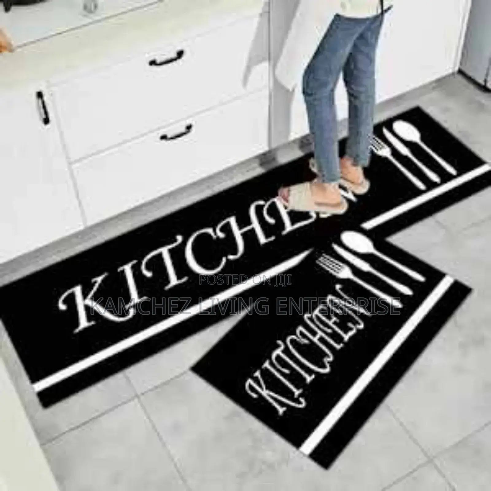 Anti-Slip Kitchen Runner Mats - 2pcs - Black