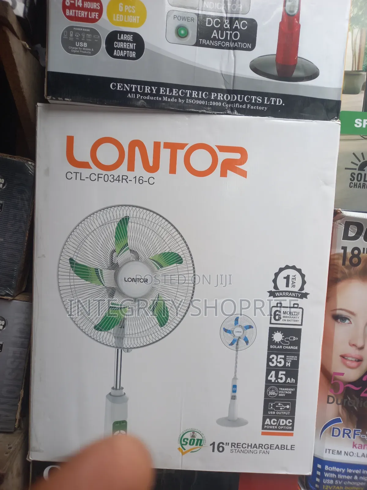 Lontor 16inches Rechargeable Standing Fan