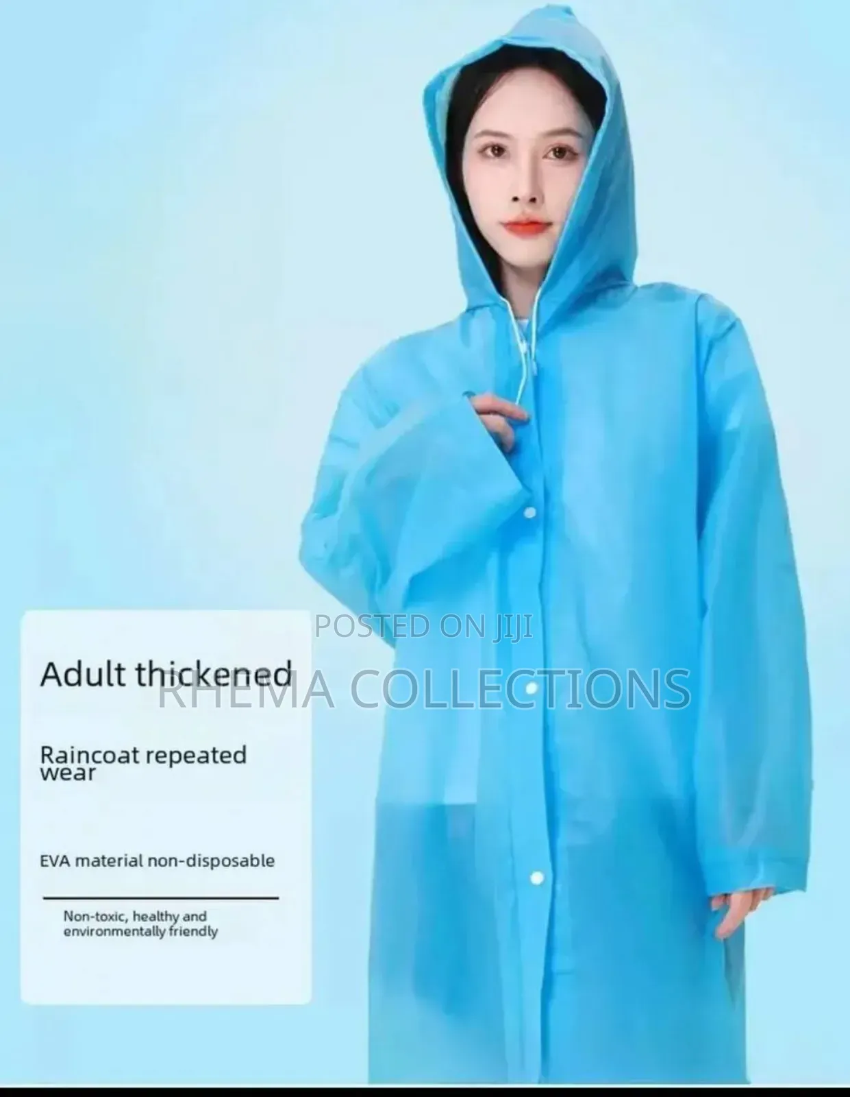 1pc Adult Eva Heavy-Guage Waterproof Vinyl Raincoat