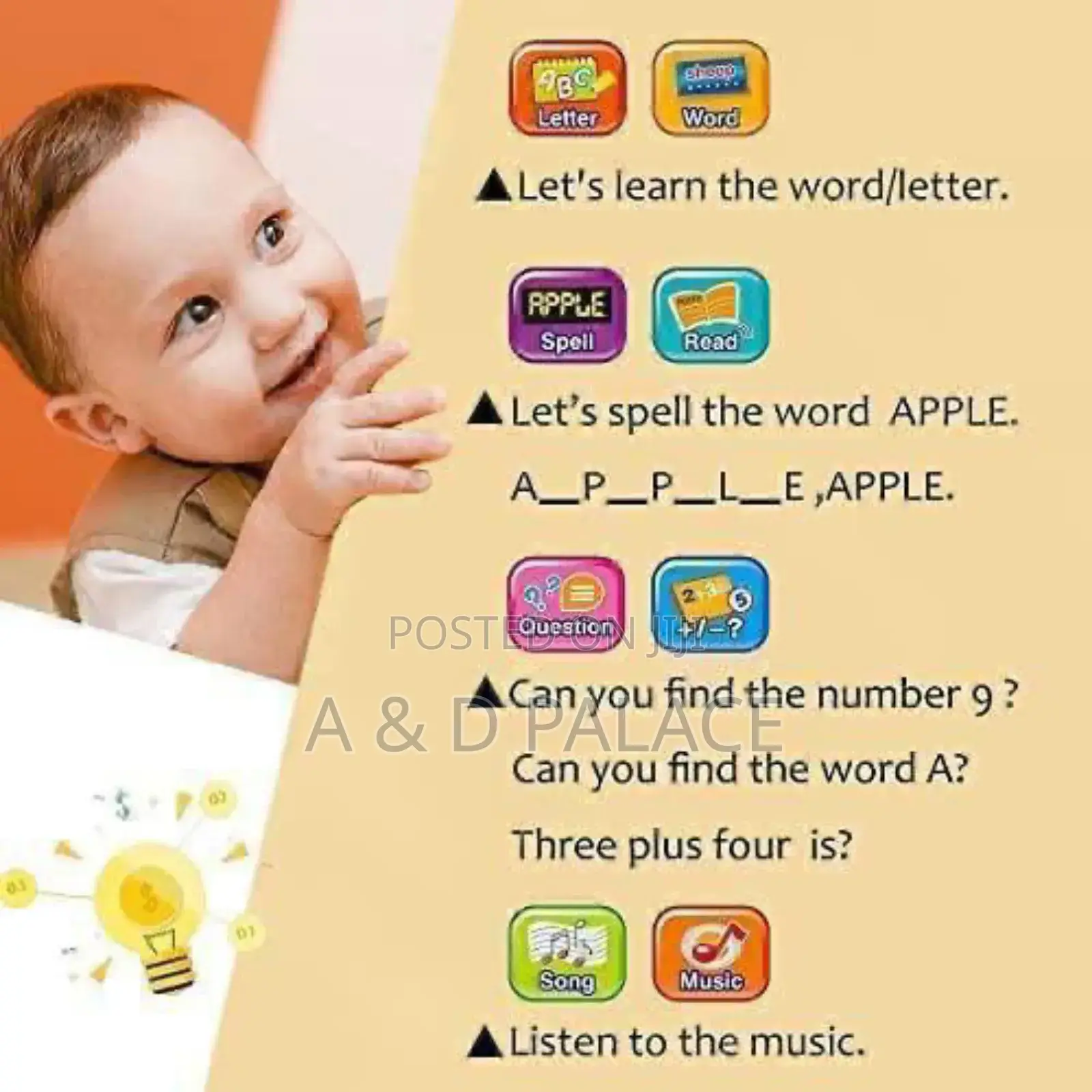 Educational Kids Learning iPad With Display Screen Ledlight