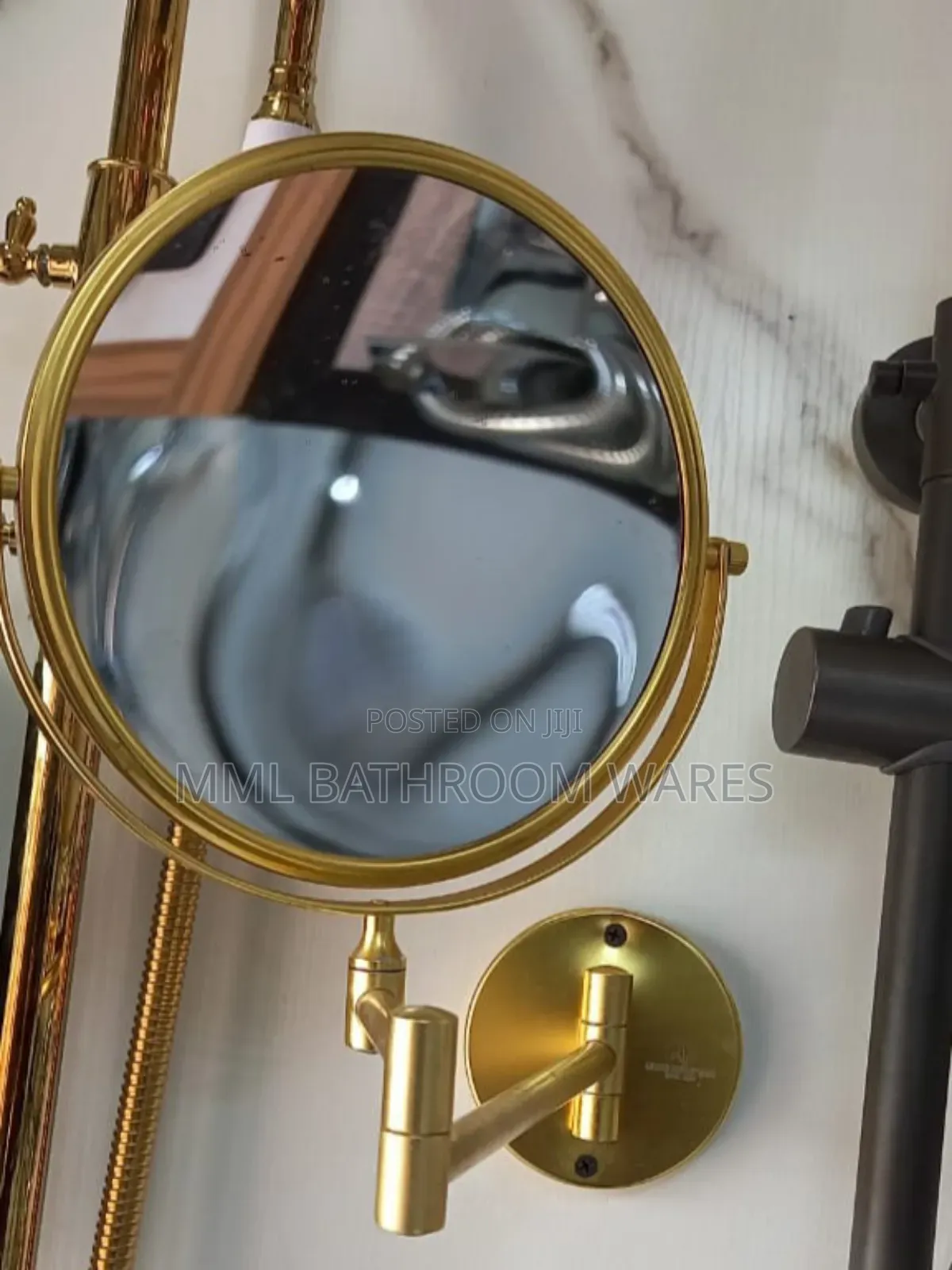 Gold Wall-Mounted Makeup and Magnifying Mirrors