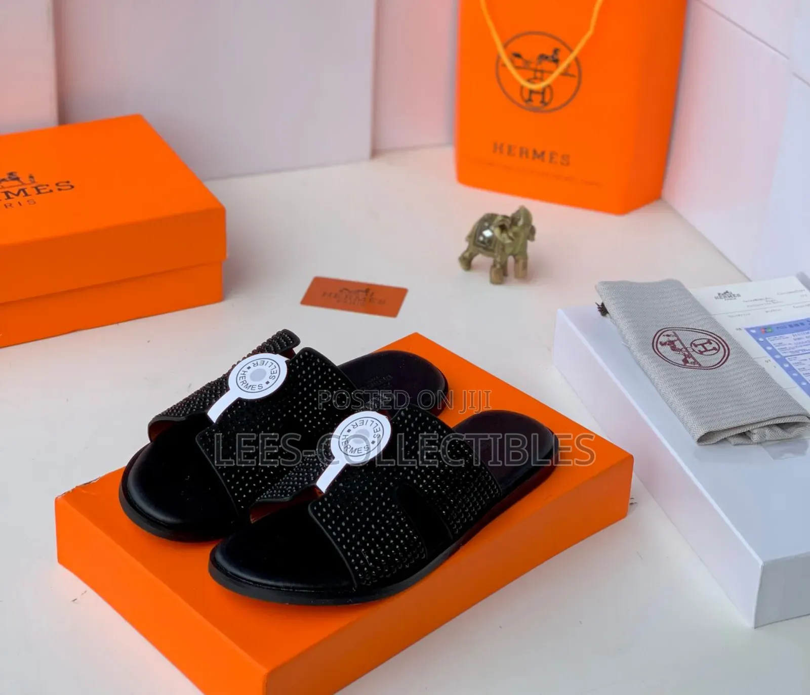 Best Black Hermes Stone Slippers