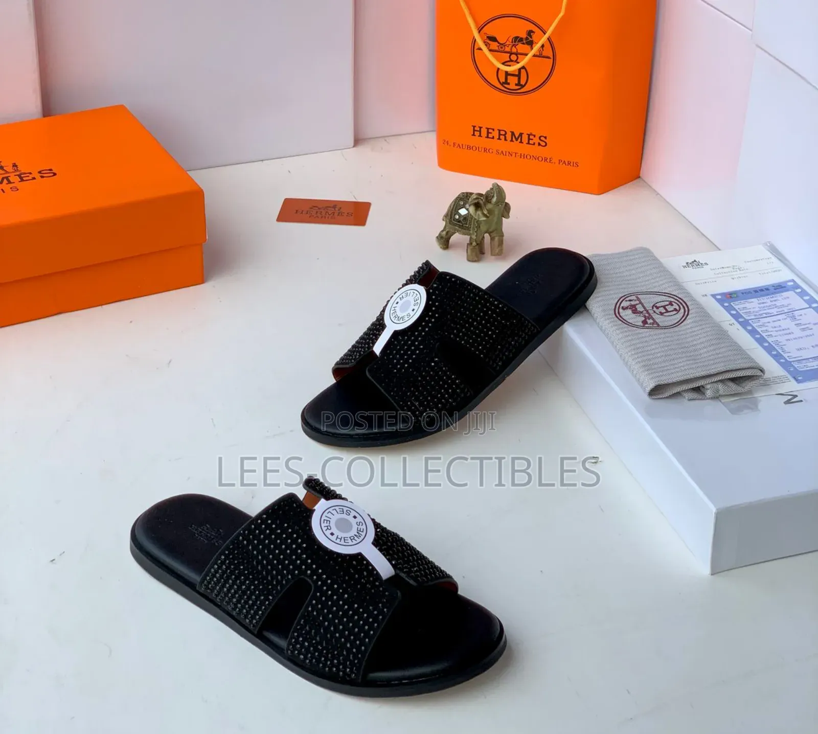 Best Black Hermes Stone Slippers