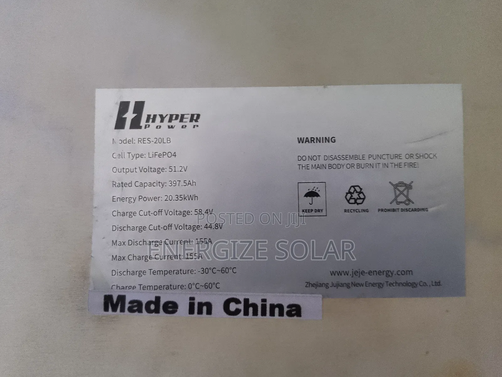 20kwh 51.2v Hyper Power Lithium Ion Battery