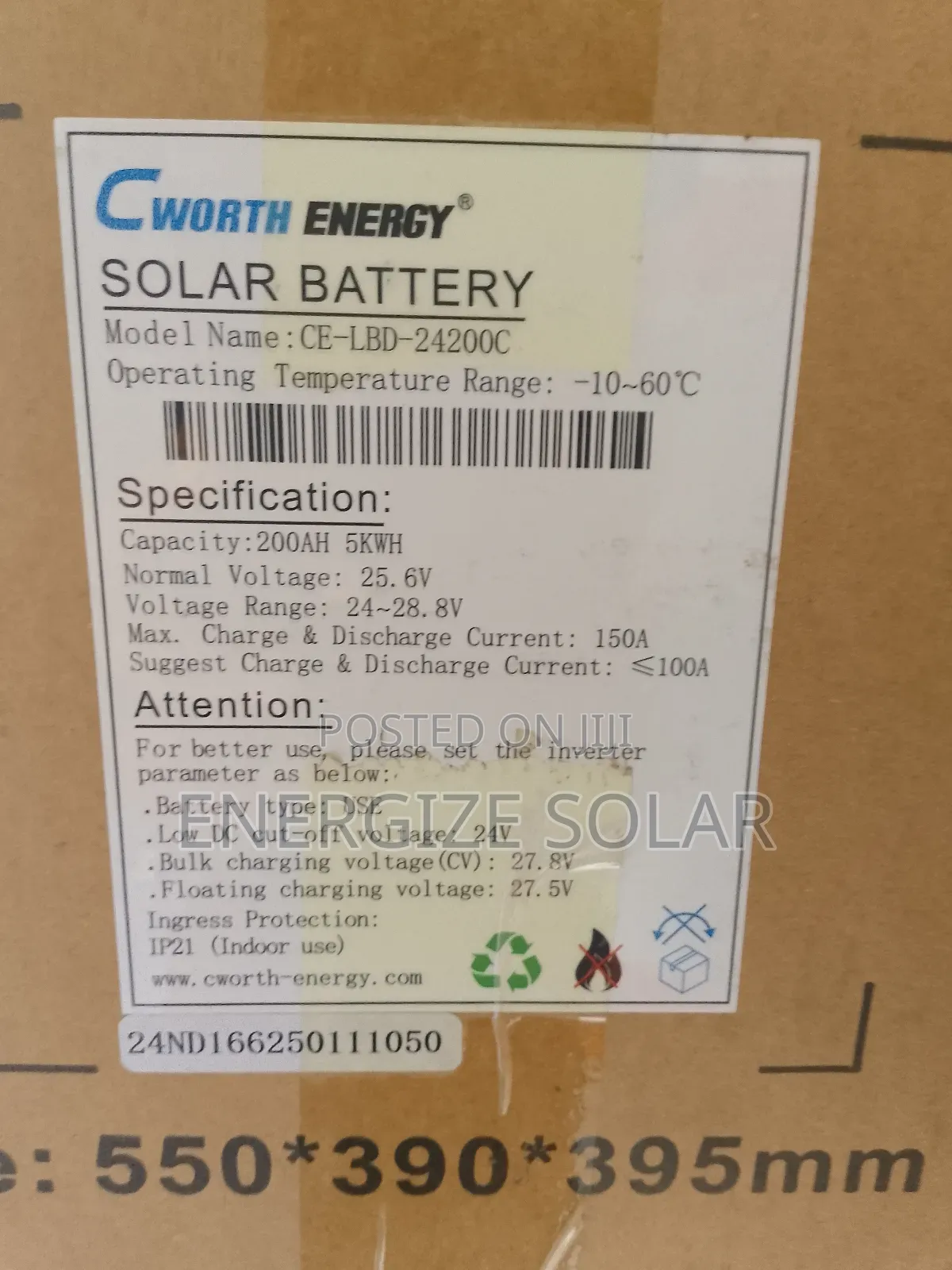 5kwh 24v Cworth LPBF With 5 Years Warranty