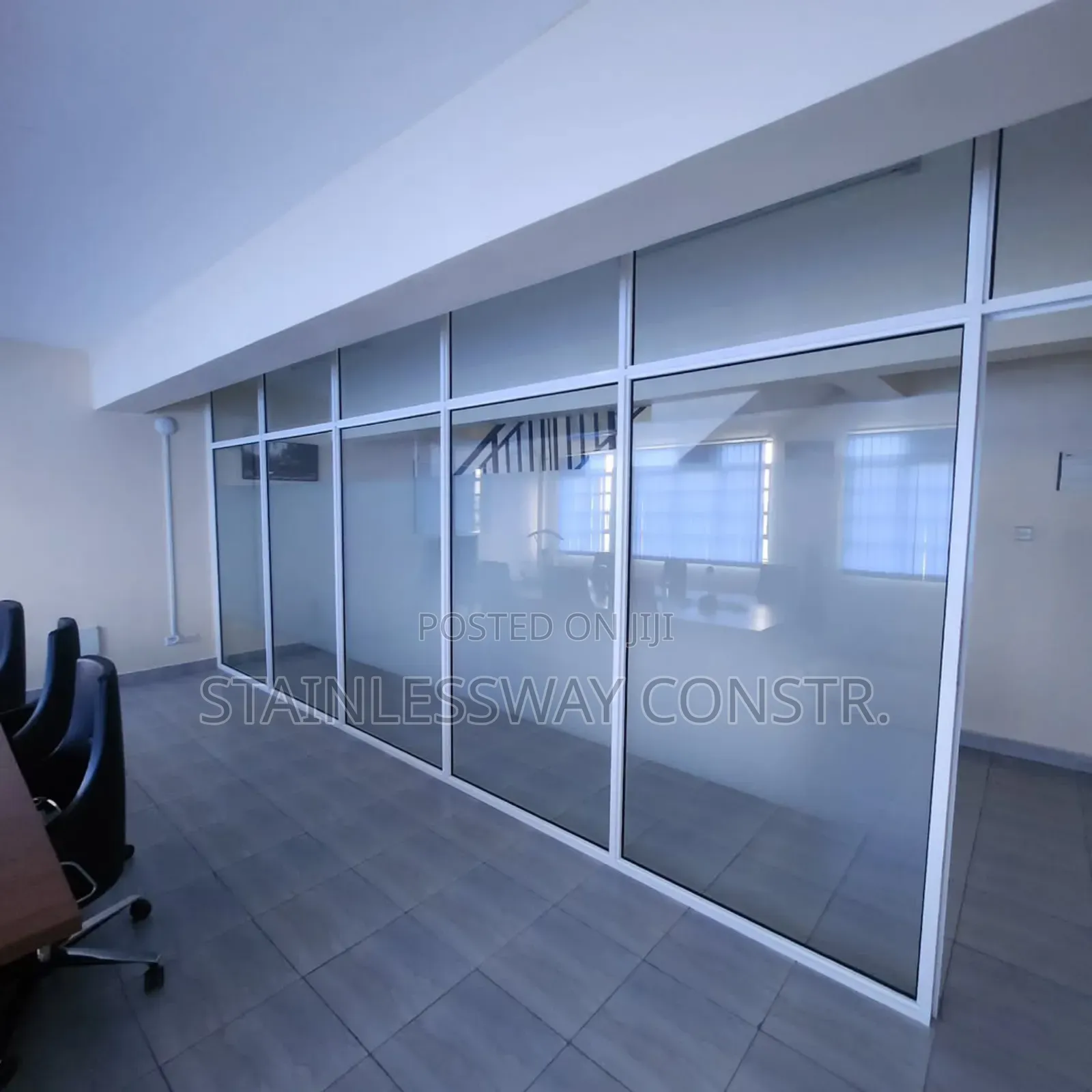 Office Glass Partition With White Aluminum Frame