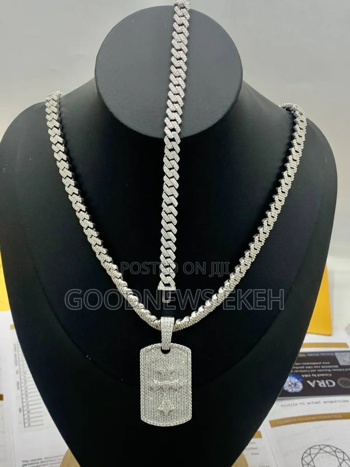 VVS Moissanite Diamond Cuban Necklace, Blade Pendant,Cuba