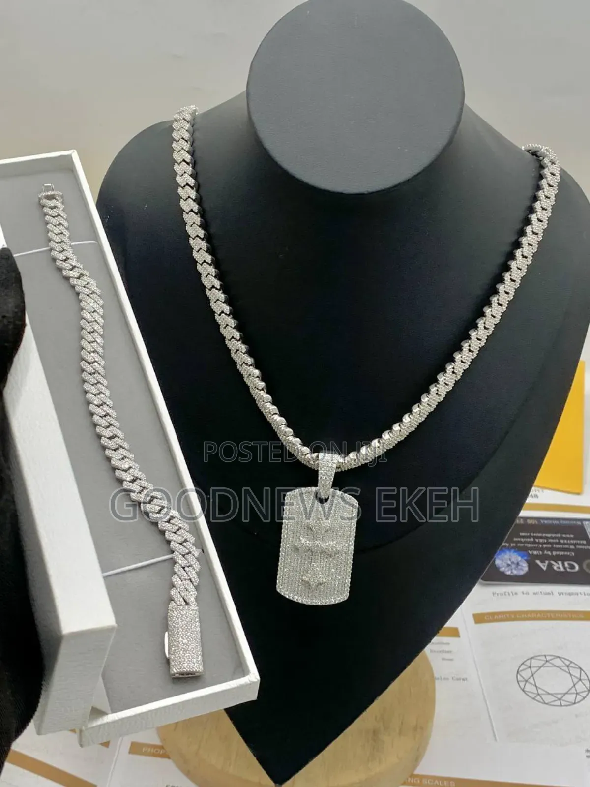 VVS Moissanite Diamond Cuban Necklace, Blade Pendant,Cuba