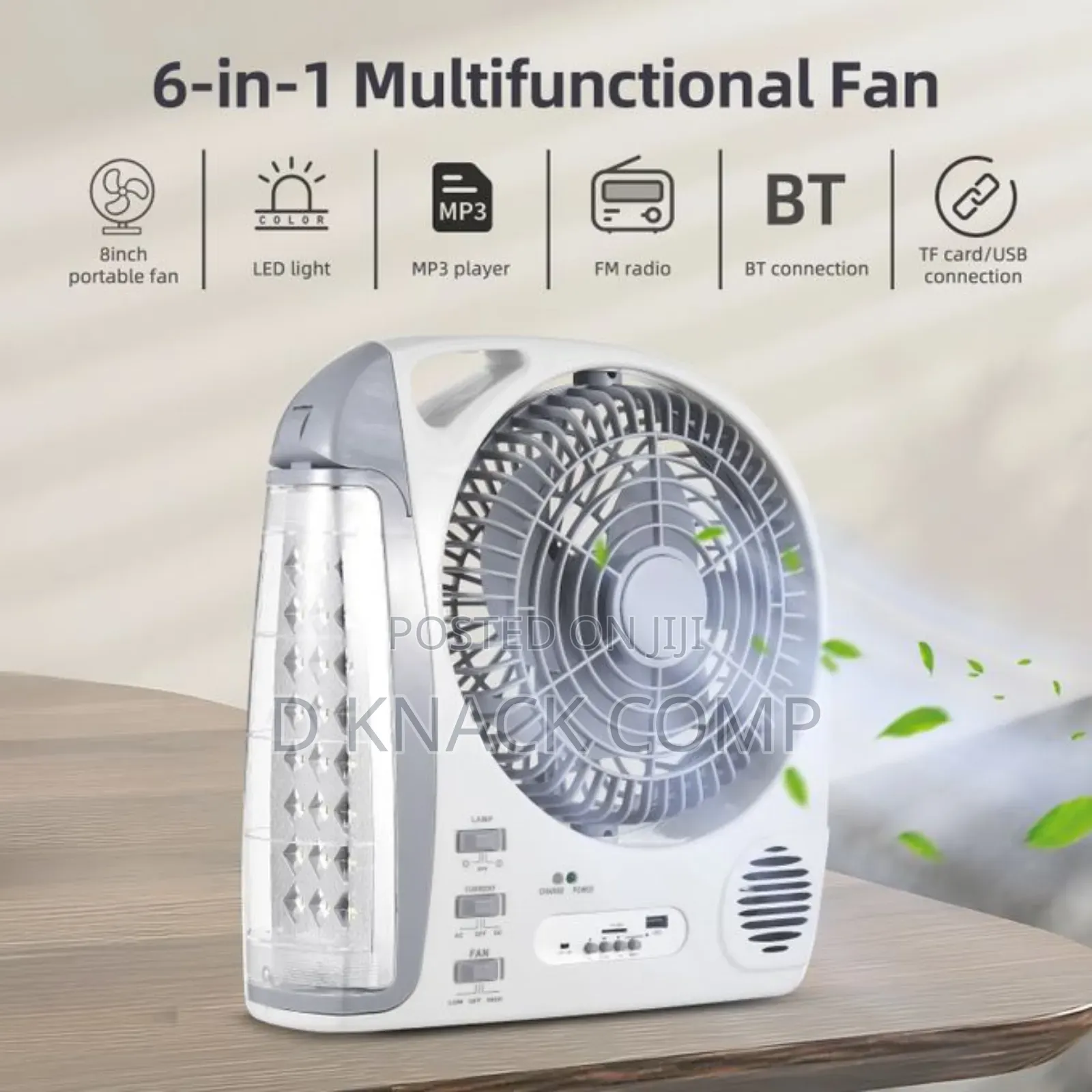 Multifunctional 6-in-1 Portable Fan With Led Light Solar