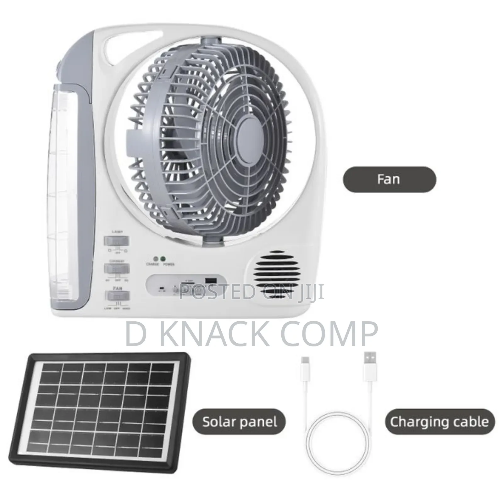 Multifunctional 6-in-1 Portable Fan With Led Light Solar