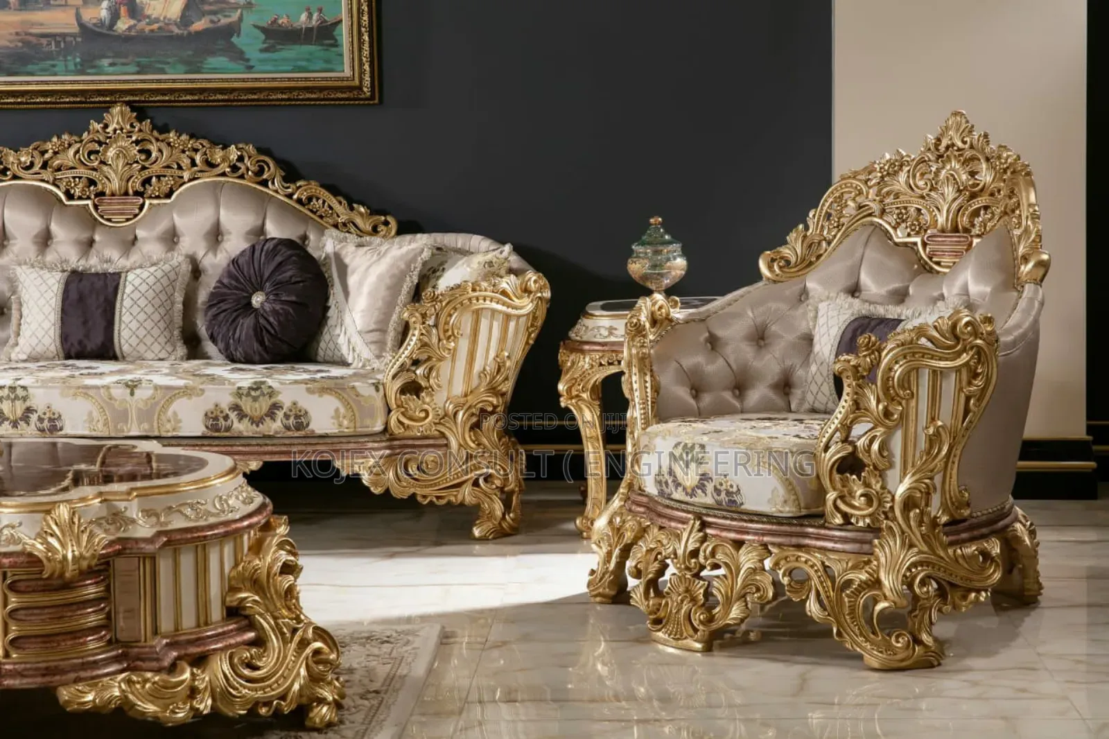Foreign Brand New Turkey Royal Sette Sofa With Dinning Table