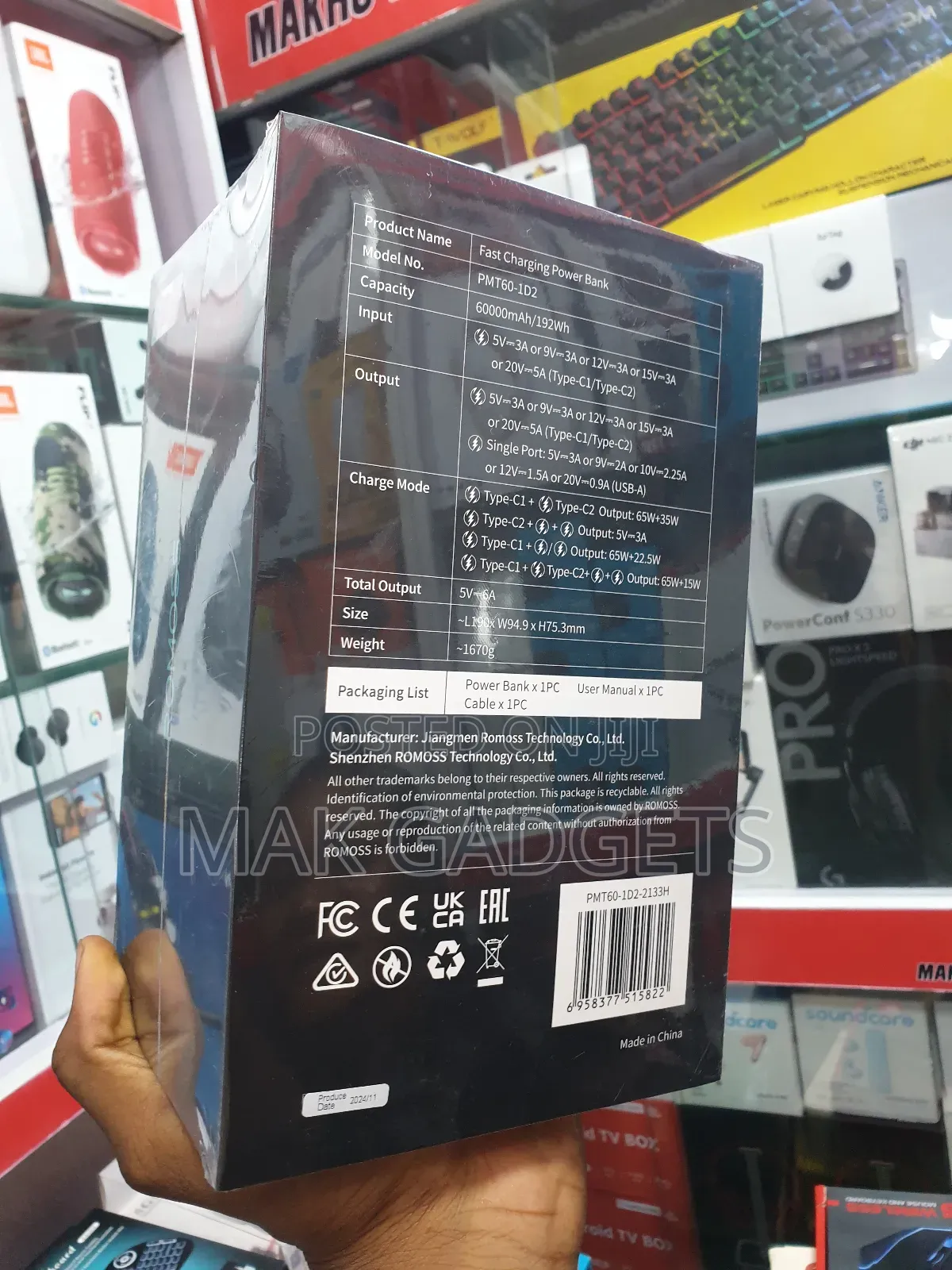 Romoss 100w Power Bank With Led Handle Lifepo4 60000mah