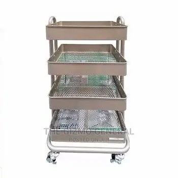 4-tier Rolling Cart Metal Bins