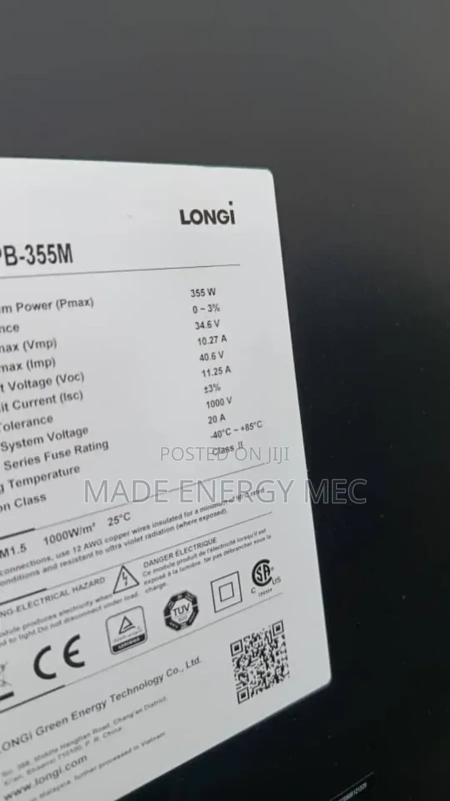 355w Longi All Black Solar Panel