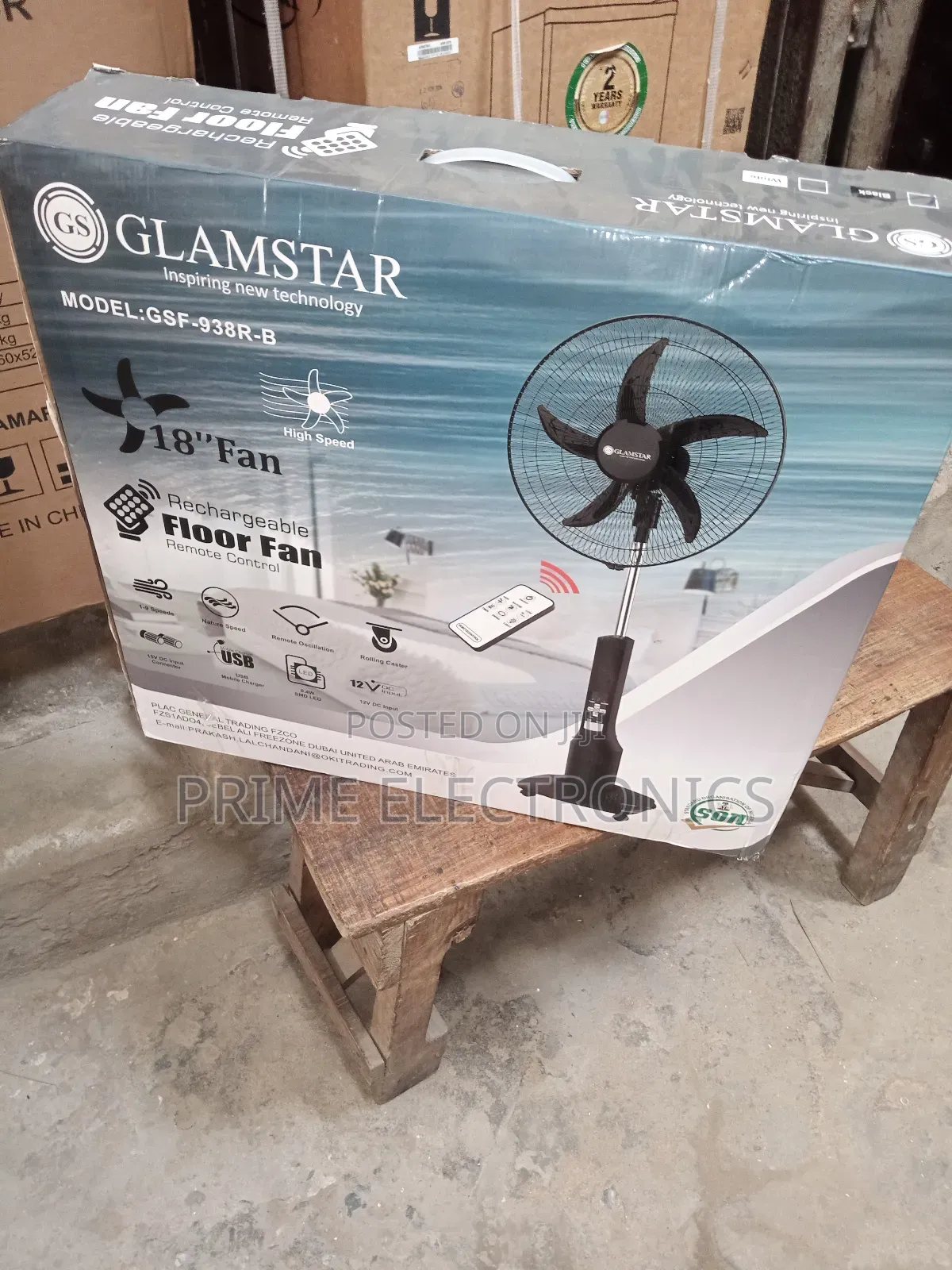 Glamstar Rechargeable Fan 18"