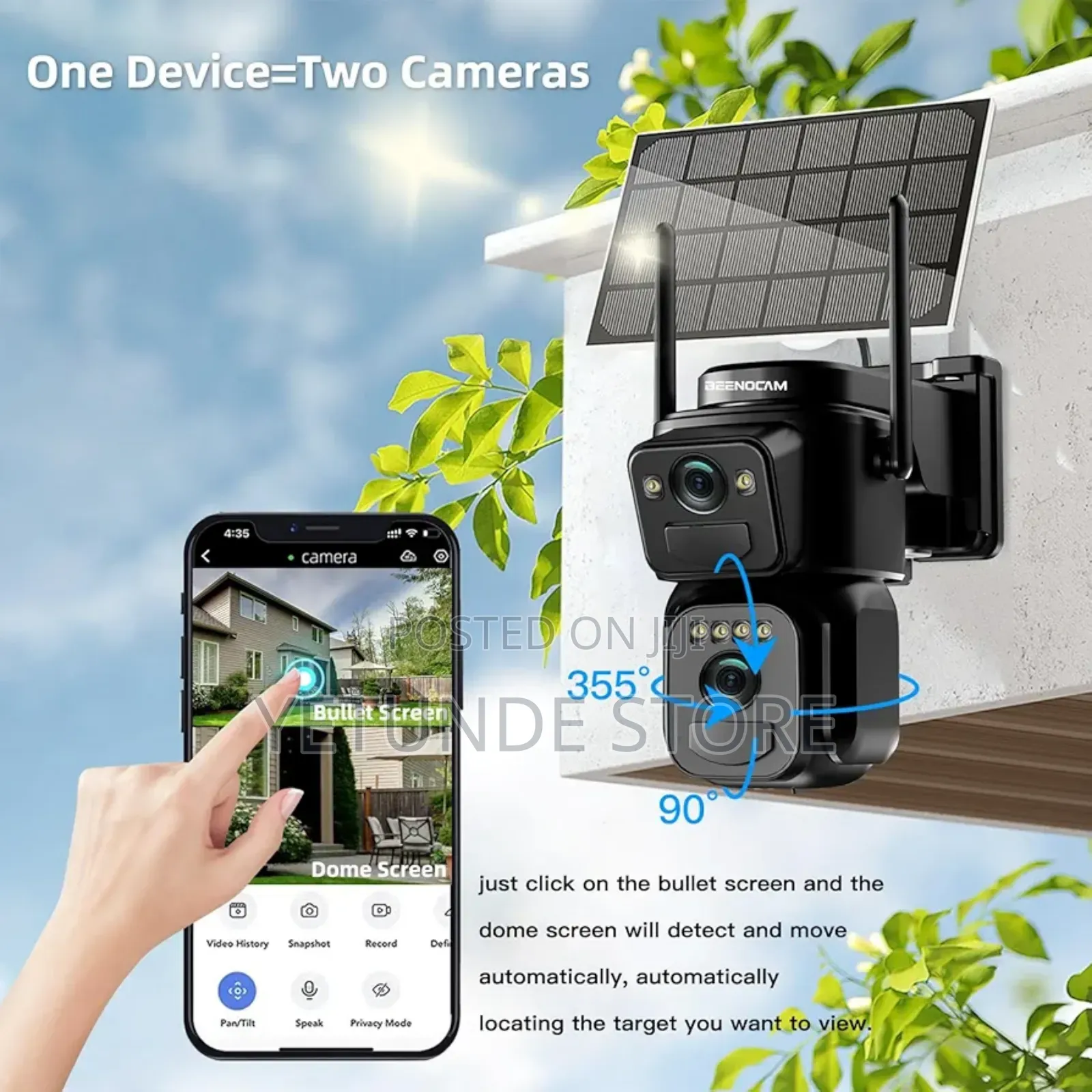  Solar Security Cameras Wireless Outdoor, Dual Lens