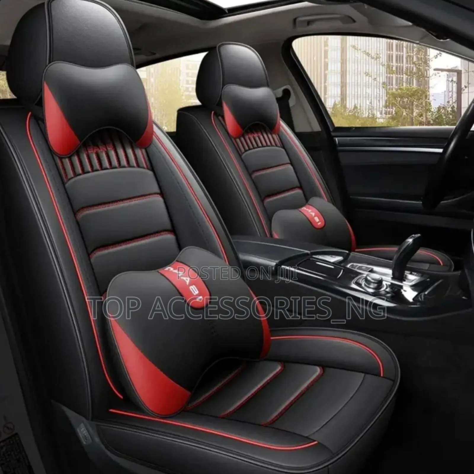 Durable Black With Touch of Red 5 Seaters Seat Cover