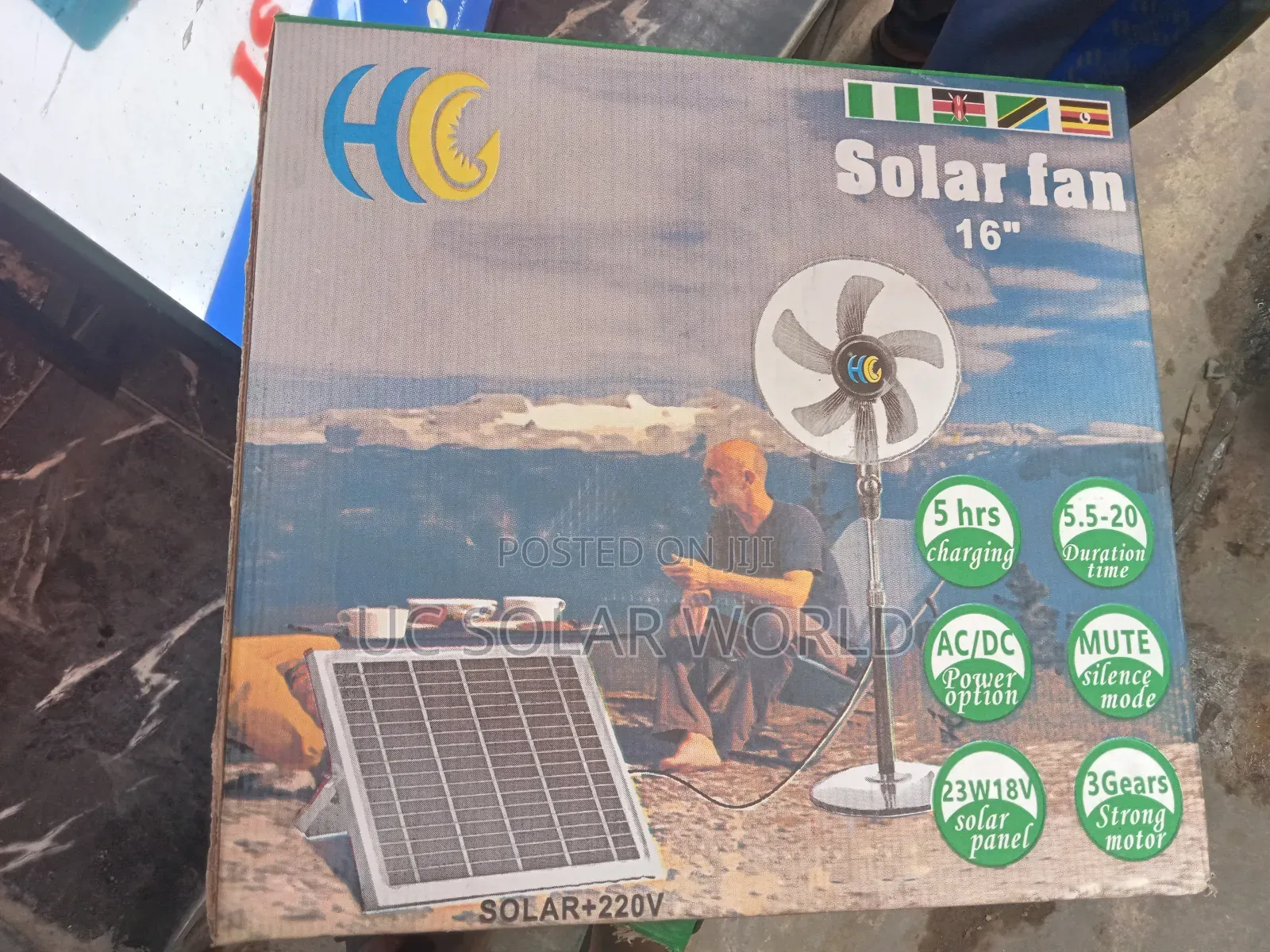 Holy Grace 16" Inches Solar Standing Fan.
