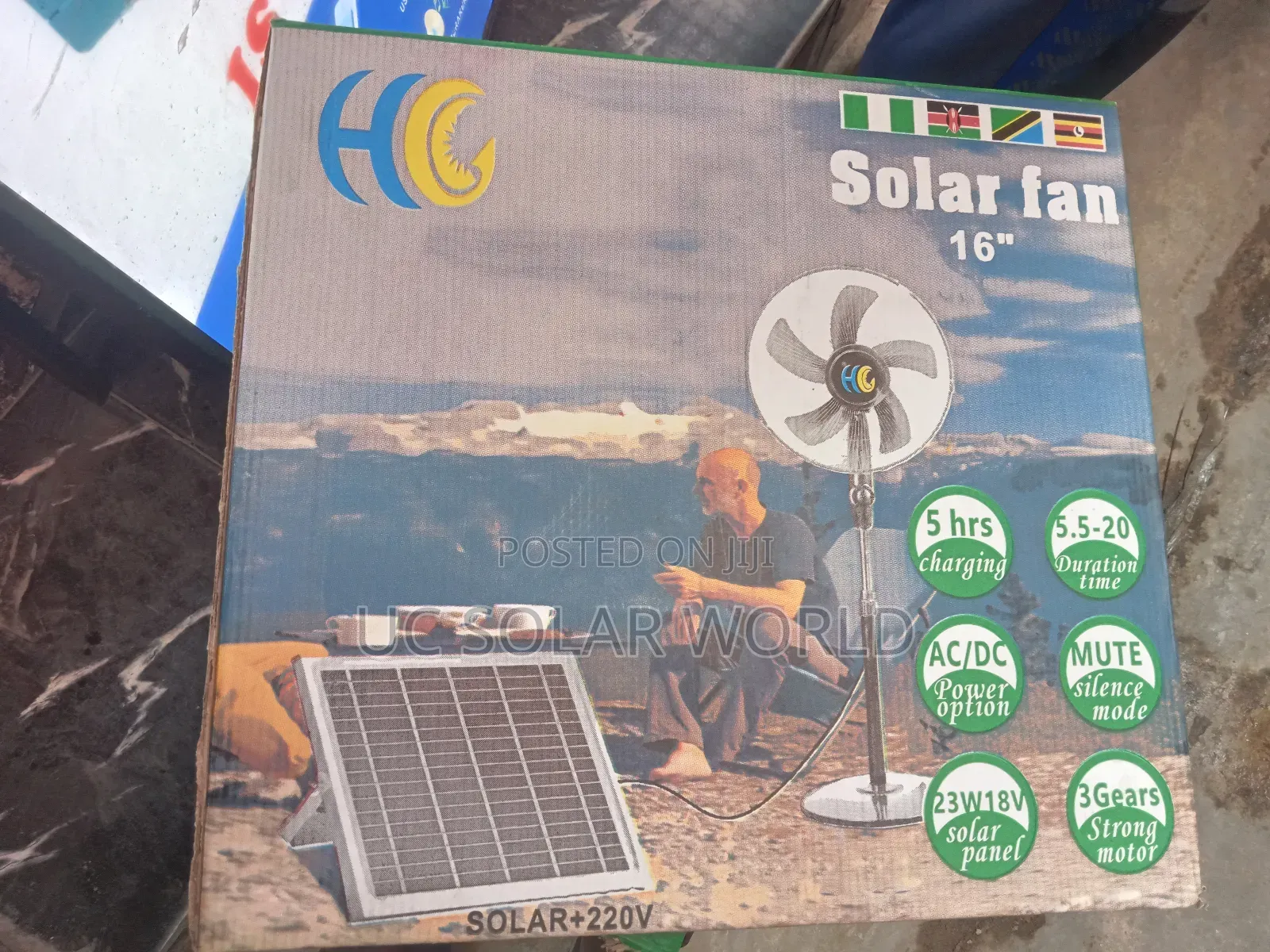 Holy Grace 16" Inches Solar Standing Fan.