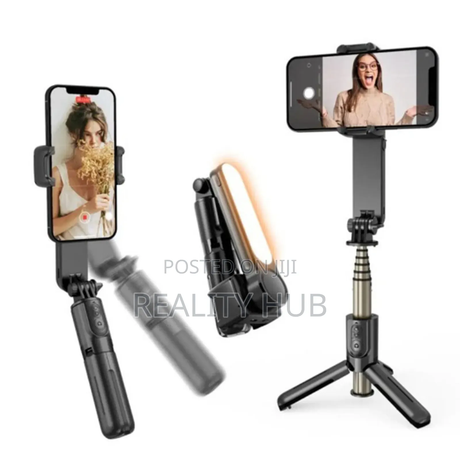 Gimbal Stabilizer With Led Light Selfie Stick 360 Rotation