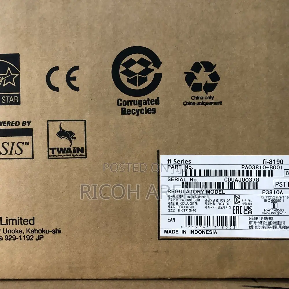 Fi-8190 A4 Document Scanner With Network Connectivity