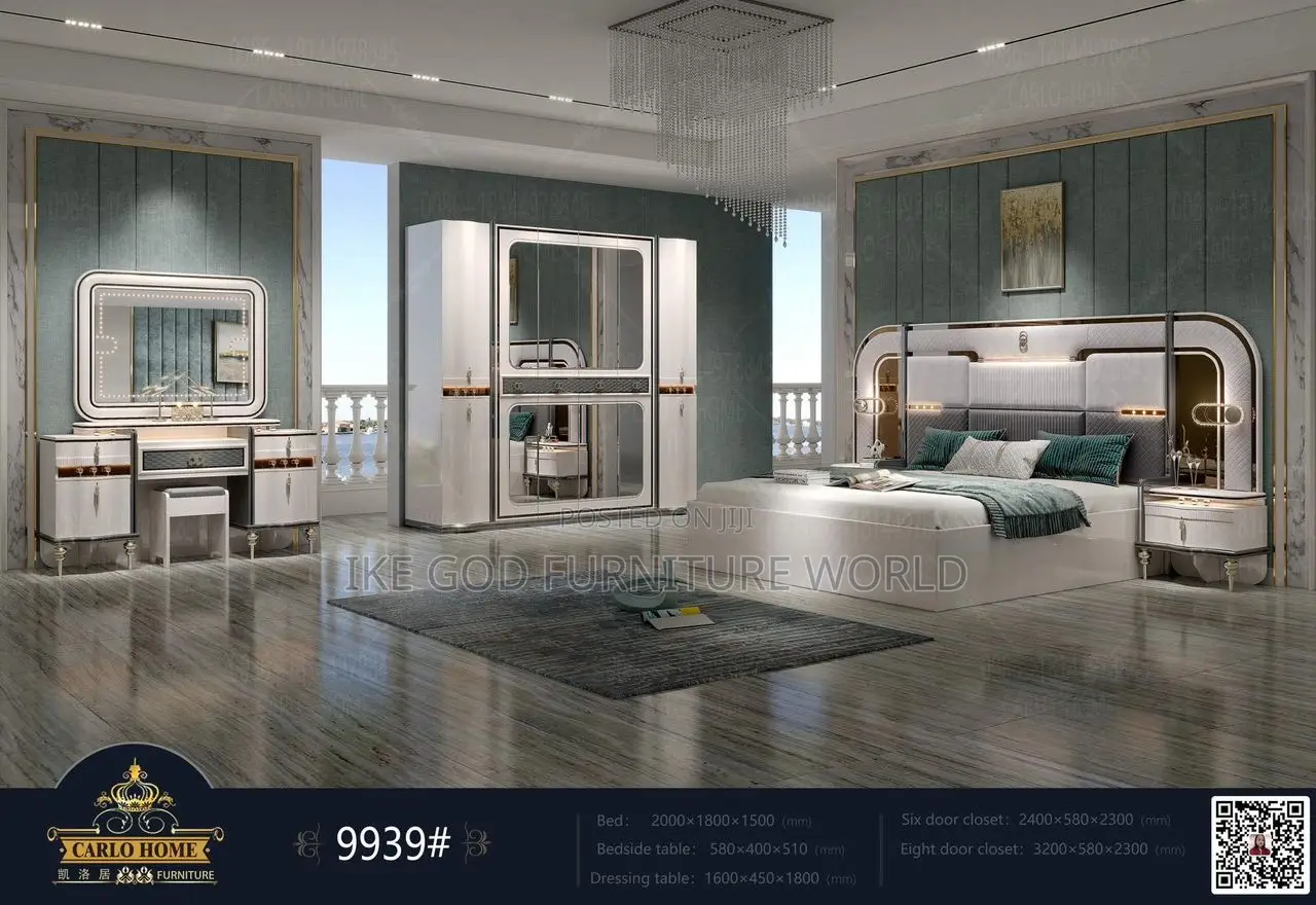 Brand New 6by7 Imported Turkish Contemporary Bed With Dressi
