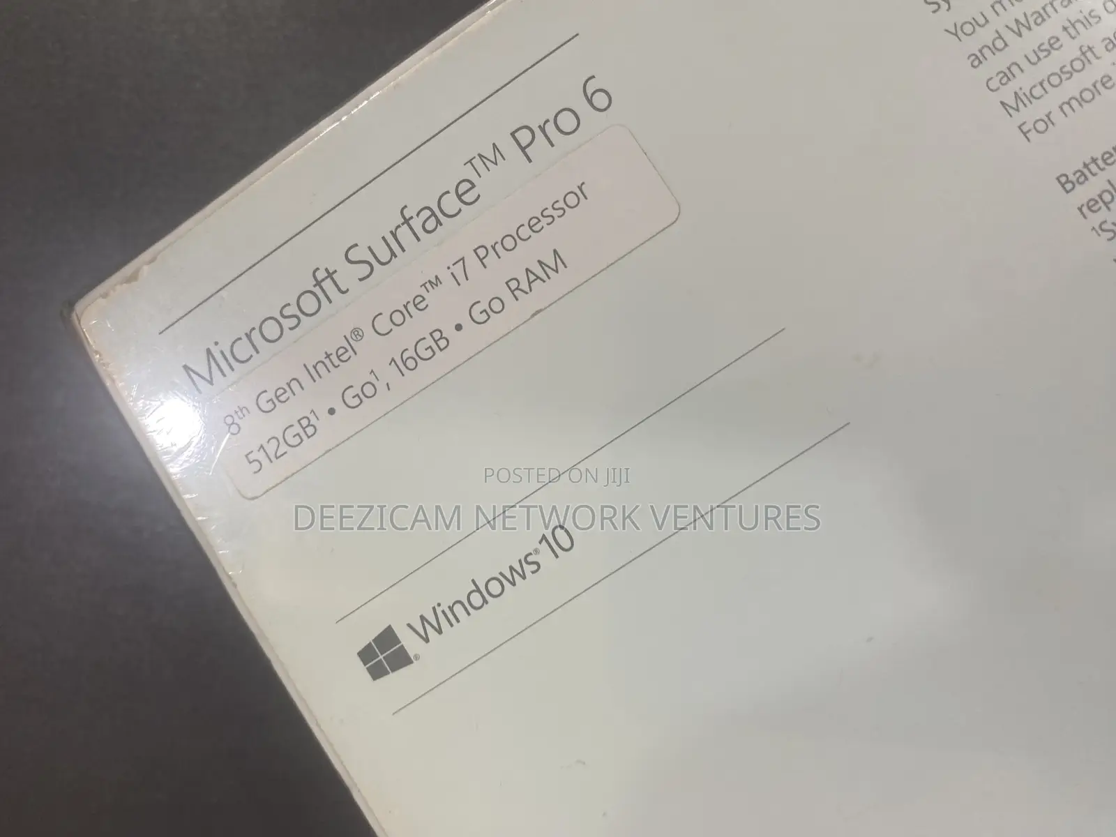 New Laptop Microsoft Surface Pro 6 16GB Intel Core i7 SSD 512GB