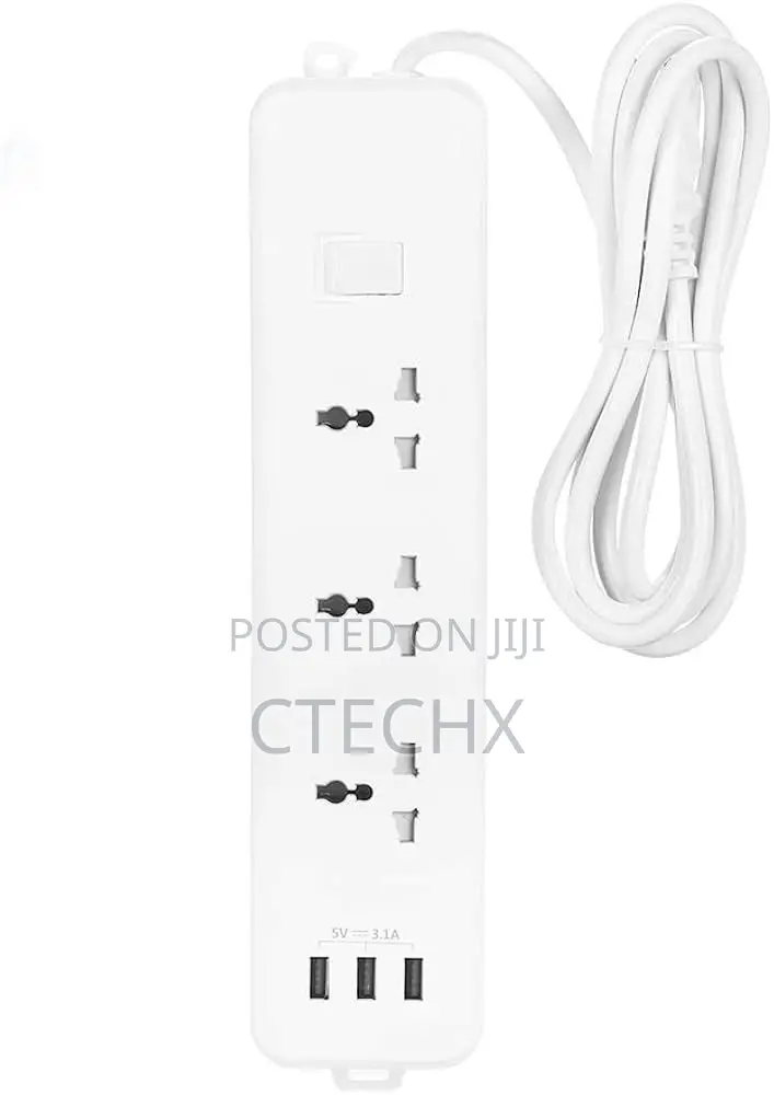 3 Ways Electrical Socket Extention Box With 3 Usb Port