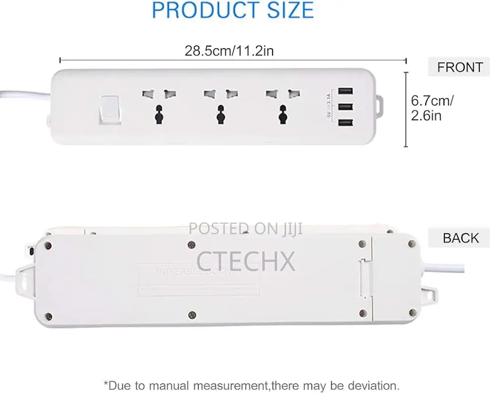 3 Ways Electrical Socket Extention Box With 3 Usb Port