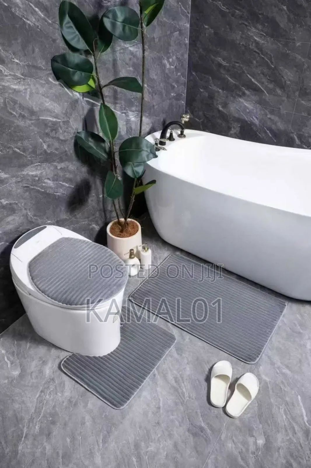3 in 1memory Foam U-Shaped Toilet Rug,Non-Slip Absorbent Mat