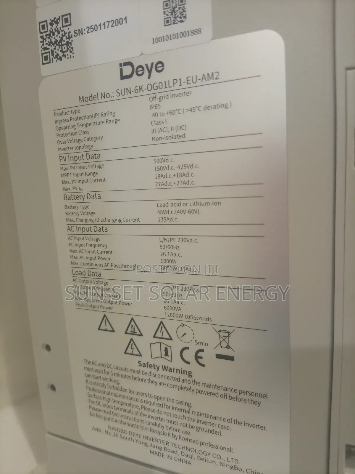 Deye Inverter 6kva MPPT 150a With Warranty.