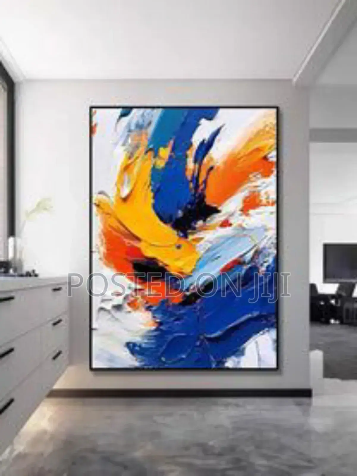 Blue,Red, Yellow, and White Background Abstract Print