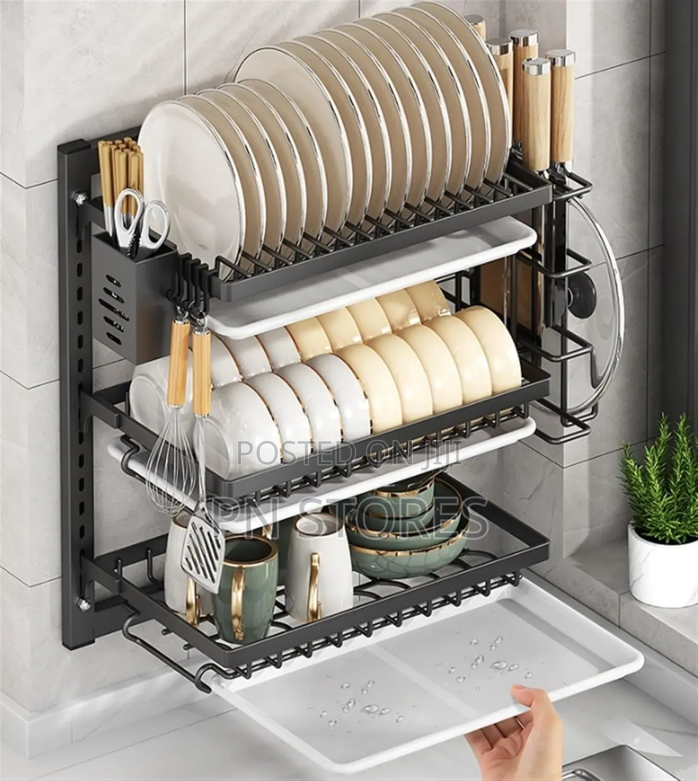Stainless Steel Wall Mounted Dish Rack (3 Layers)