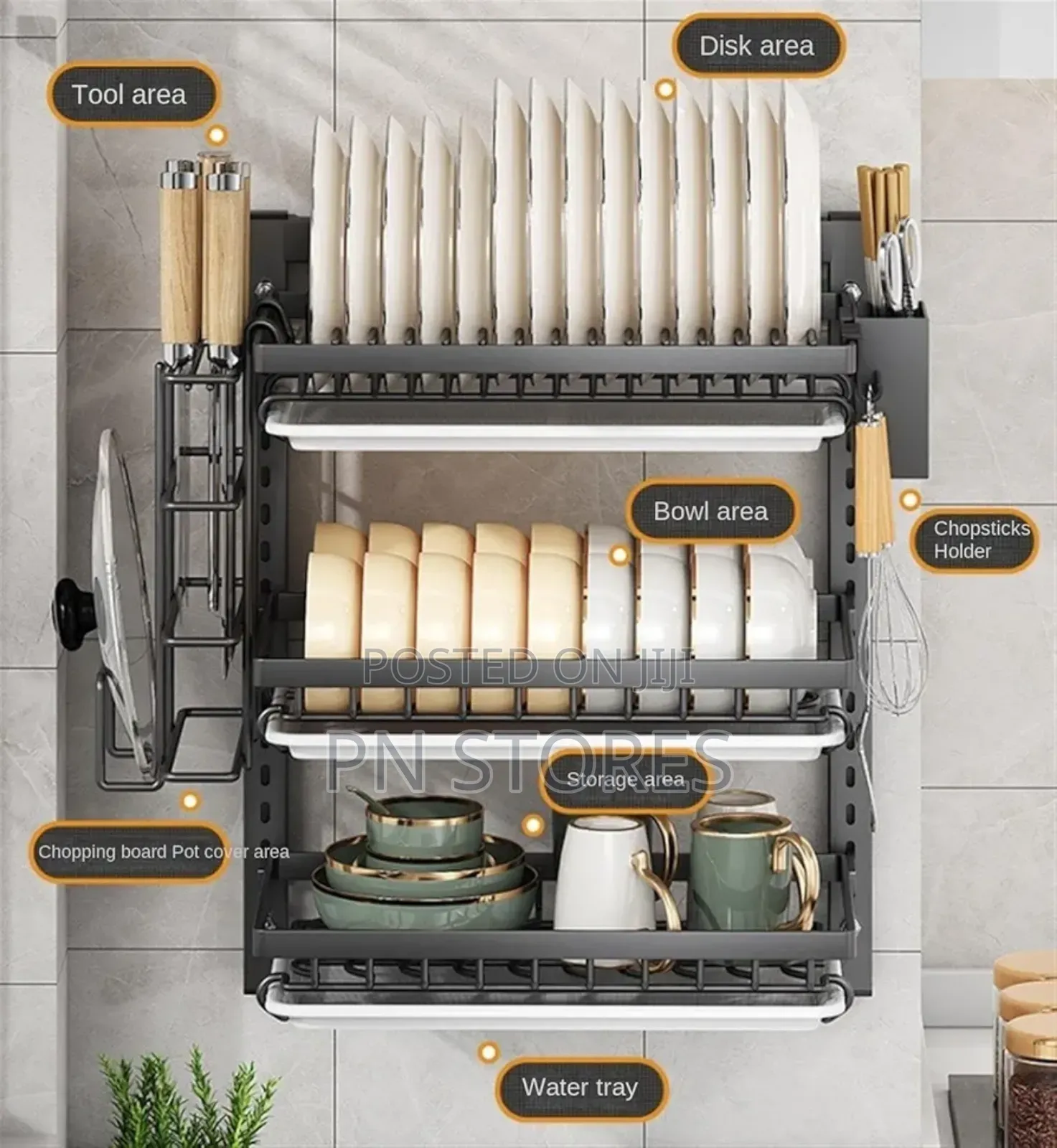 Stainless Steel Wall Mounted Dish Rack (3 Layers)