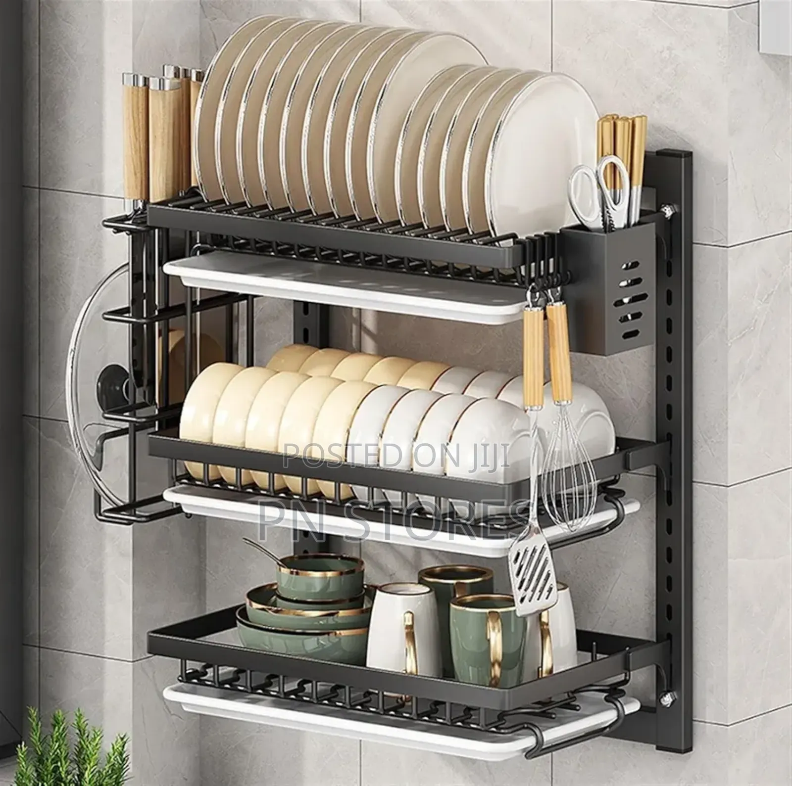 Stainless Steel Wall Mounted Dish Rack (3 Layers)