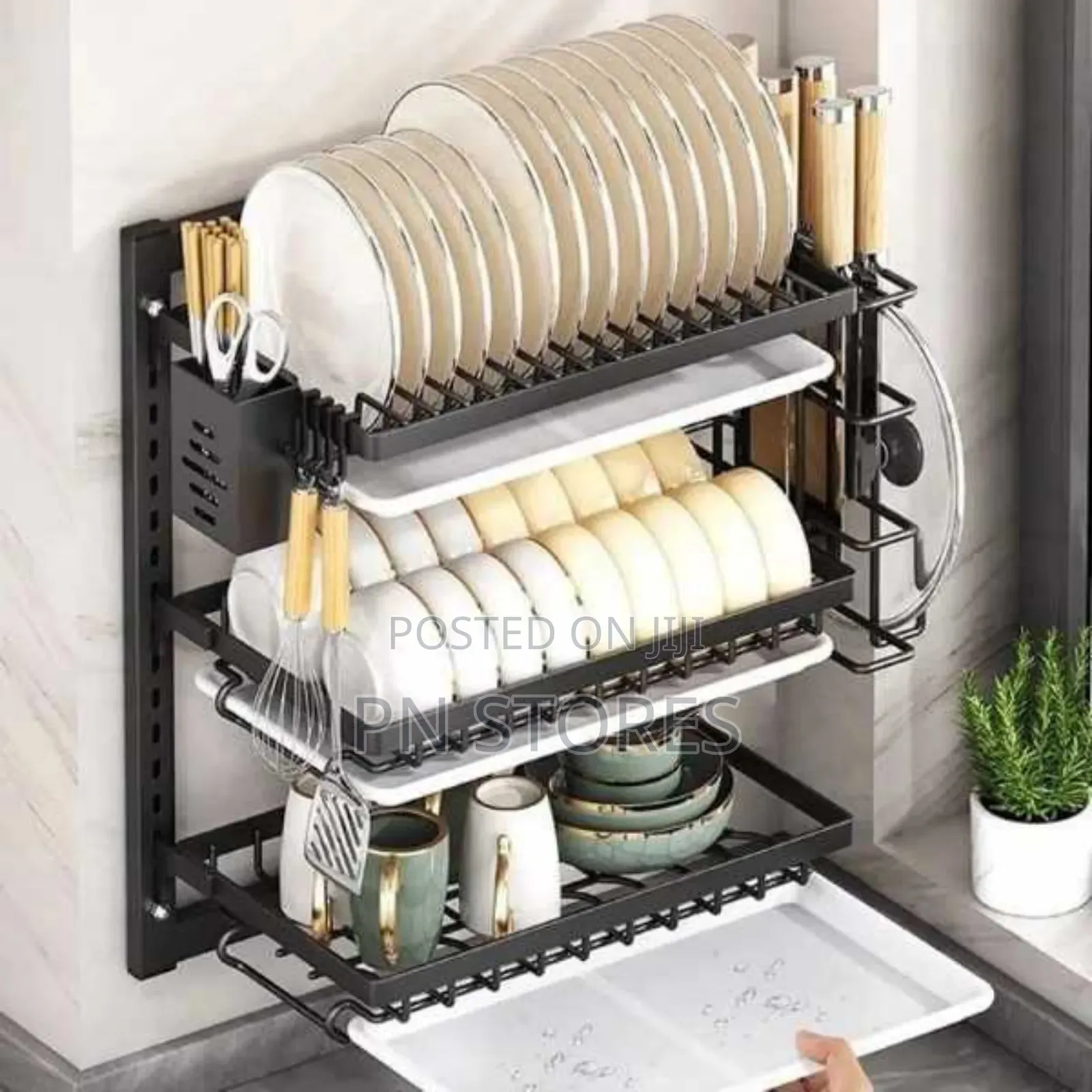 Stainless Steel Wall Mounted Dish Rack (3 Layers)